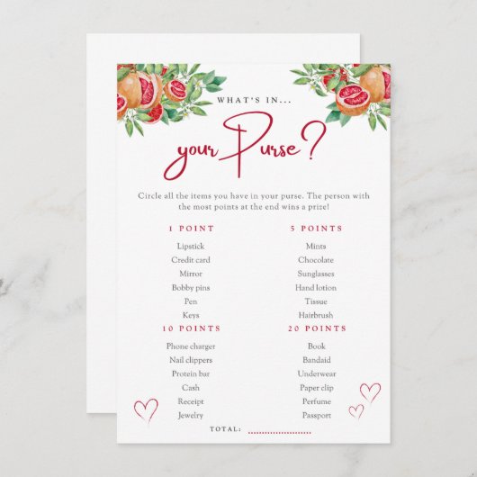 Citrusgroen | Wat zit er in je tas douche spel Informatiekaartje (Voorkant / Achterkant)