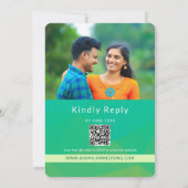 Citrusgroene fototrouwkaart met QR-code Kaart (Achterkant)