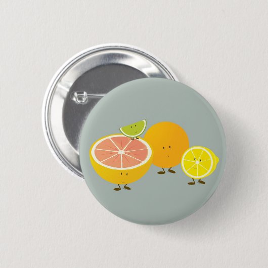 Citrusgroepillustratie glimlachen ronde button 5,7 cm (Voorkant /achterkant)