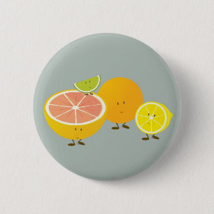 Citrusgroepillustratie glimlachen ronde button 5,7 cm