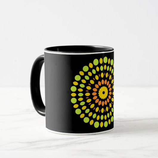 Citruskleuren, groen, geel, sinaasappel, mok (Voorkant links)