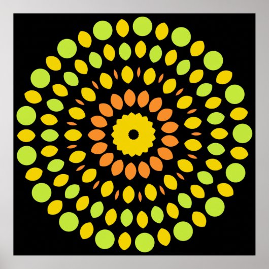 Citruskleuren, groen, geel, sinaasappel, poster (Voorkant)