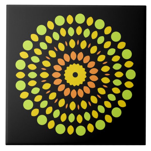 Citruskleuren, groen, geel, sinaasappel, tegeltje (Voorkant)