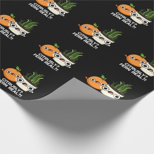 Citrusly Fern Real Funny Citrus Plant Pun Dark BG Cadeaupapier (Hoek)
