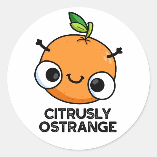 Citrusly Oodd Funny Strange Oranje Pun Ronde Sticker (Voorkant)