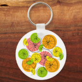 Citrusmonogram achterzijde aluminium cirkel dubbel sleutelhanger (Voorkant)