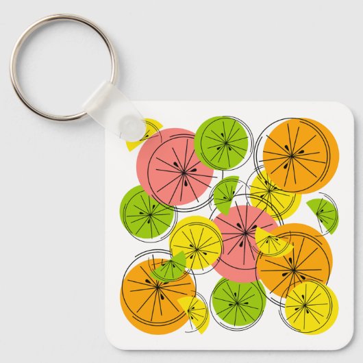 Citrusmonogram achterzijde aluminium vierkant dubb sleutelhanger (Voorkant)