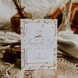 Citrusmonogram | Amore & Aranci bruiloft Uitnodigingen Wikkel