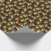 Citruspatroon,  citroenen Sinaasappels. Cadeaupapier (Hoek)