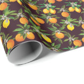 Citruspatroon,  citroenen Sinaasappels. Cadeaupapier (Rol Hoek)