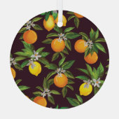 Citruspatroon, citroenen Sinaasappels. Glas Ornament (Achterkant)