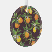 Citruspatroon, citroenen Sinaasappels. Glas Ornament (Voorkant Rechts)