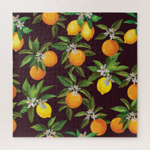 Citruspatroon,  citroenen Sinaasappels. Legpuzzel