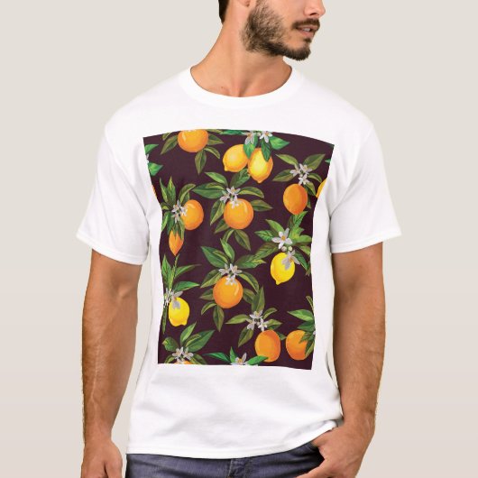 Citruspatroon, citroenen Sinaasappels. T-shirt (Voorkant)