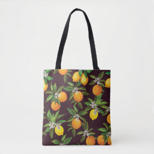 Citruspatroon,  citroenen Sinaasappels. Tote Bag