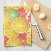 Citruspatroon - grapefruit, citroen, limoen, sinaa theedoek (Quarter Fold)