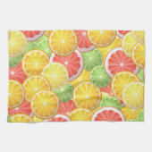 Citruspatroon - grapefruit, citroen, limoen, sinaa theedoek (Horizontaal)