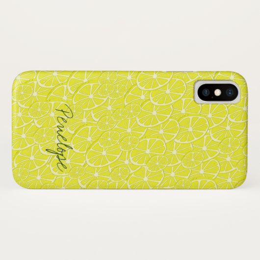 Citruspatroon met naam, vers gele lemon Slice Case-Mate iPhone Case (Achterkant (horizontaal))