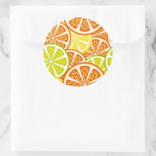 Citruspatroon Ronde Sticker (Tas)