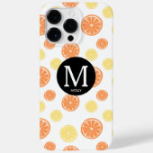 Citruspatroon Sinaasappel Citroen Rond Monogram Wi Case-Mate iPhone Case (Achterkant)
