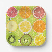 citruspatroon Sinaasappel Geel Groen kleurrijk Papieren Bordje (Voorkant)
