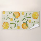 Citruspatroon van sinaasappels en oranje bloesems  badhanddoek (Badhanddoek)