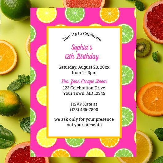 Citrusschijfjes All Occasion Pink Party Kaart