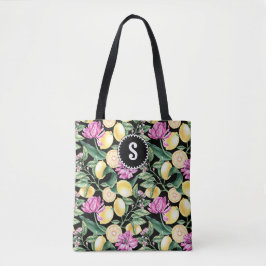 Citrussen en Tulpen Bloempatroon | Citrus Monogram Tote Bag