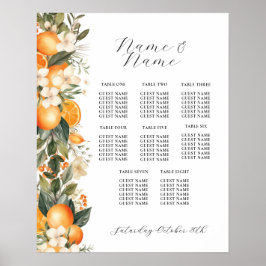 Citrustafel 8 Zitplaatsen Trouwen Bloemen Sinaasap Poster