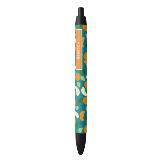 citrusvrucht van Manderin Zwarte Inkt Pen (Voorkant Verticaal)