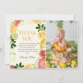 Citrusvruchten 1e verjaardag foto bedankkaart (Voorkant)