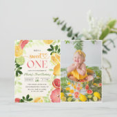 Citrusvruchten 1e verjaardag foto kaart (Staand voorkant)