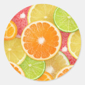 Citrusvruchten achtergrond ronde sticker (Voorkant)