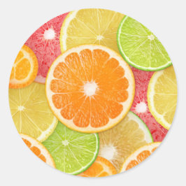 Citrusvruchten achtergrond ronde sticker