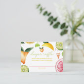 Citrusvruchten Baby shower luierkrabbel Informatiekaartje (Staand voorkant)