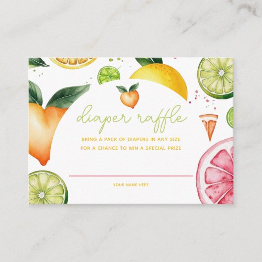 Citrusvruchten Baby shower luierkrabbel Informatiekaartje (Voorkant)