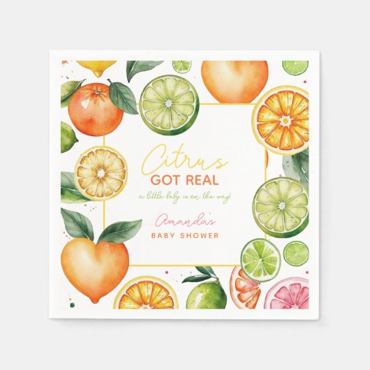 Citrusvruchten Baby shower Papier servet (Voorkant)