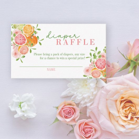 Citrusvruchten & Bloemen Luier Raffle Informatiekaartje