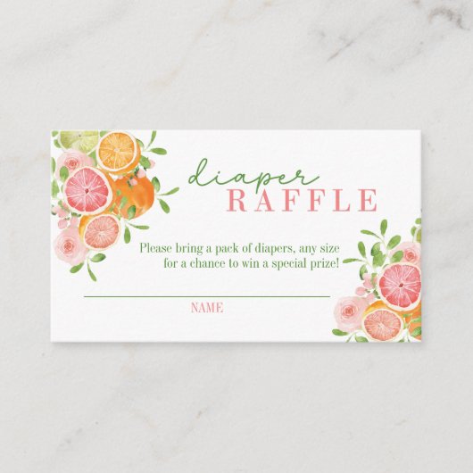 Citrusvruchten & Bloemen Luier Raffle Informatiekaartje (Voorkant)