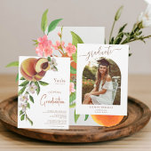 Citrusvruchten Bloemen Perzik Foto Afstuderen Kaart