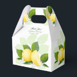 Citrusvruchten botanisch bedankdoosjes<br><div class="desc">Citroenen met bloemen die in gevarieerde groene bladeren zijn genaaid.</div>