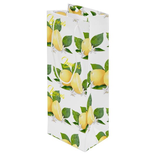 Citrusvruchten botanisch wijn cadeautas (Achterkant Gekanteld)