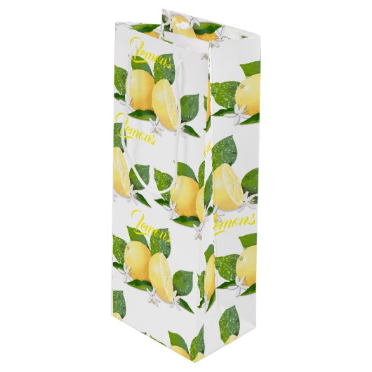 Citrusvruchten botanisch wijn cadeautas (Voorkant Gekanteld)
