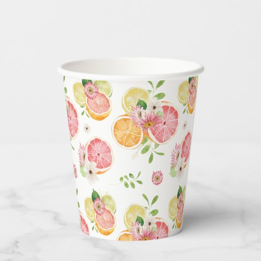 Citrusvruchten Bruiloftsfeest Papieren Bekers (Achterkant)