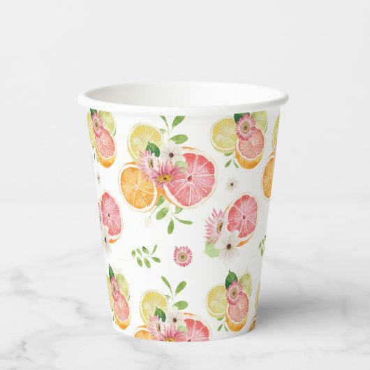 Citrusvruchten Bruiloftsfeest Papieren Bekers (Voorkant)