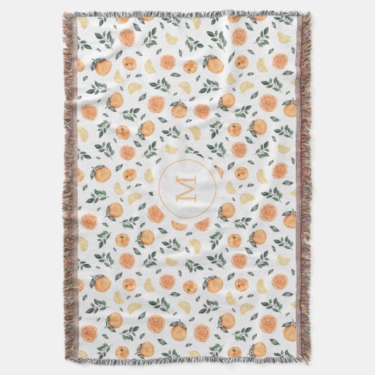 citrusvruchten citroen sinaasappel zomermonogram deken (Voorkant Verticaal)