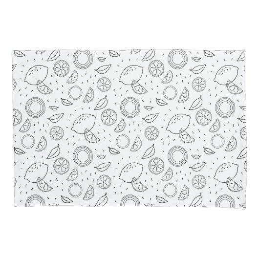 Citrusvruchten Citroen Zwart Handgetekend Modern. Kussensloop (Voorkant)