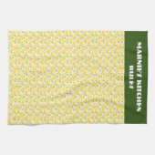 Citrusvruchten, citroenen, groene achtergrond bewe theedoek (Horizontaal)