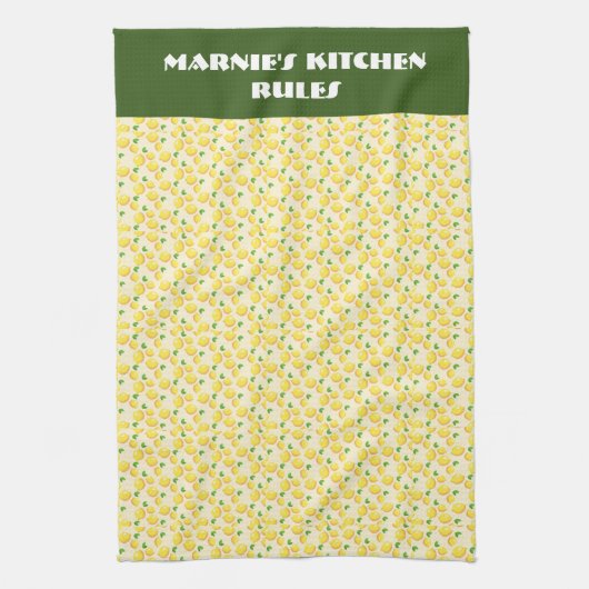 Citrusvruchten, citroenen, groene achtergrond bewe theedoek (Verticaal)