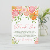 Citrusvruchten en bloemen Baby shower Bedankkaart (Staand voorkant)